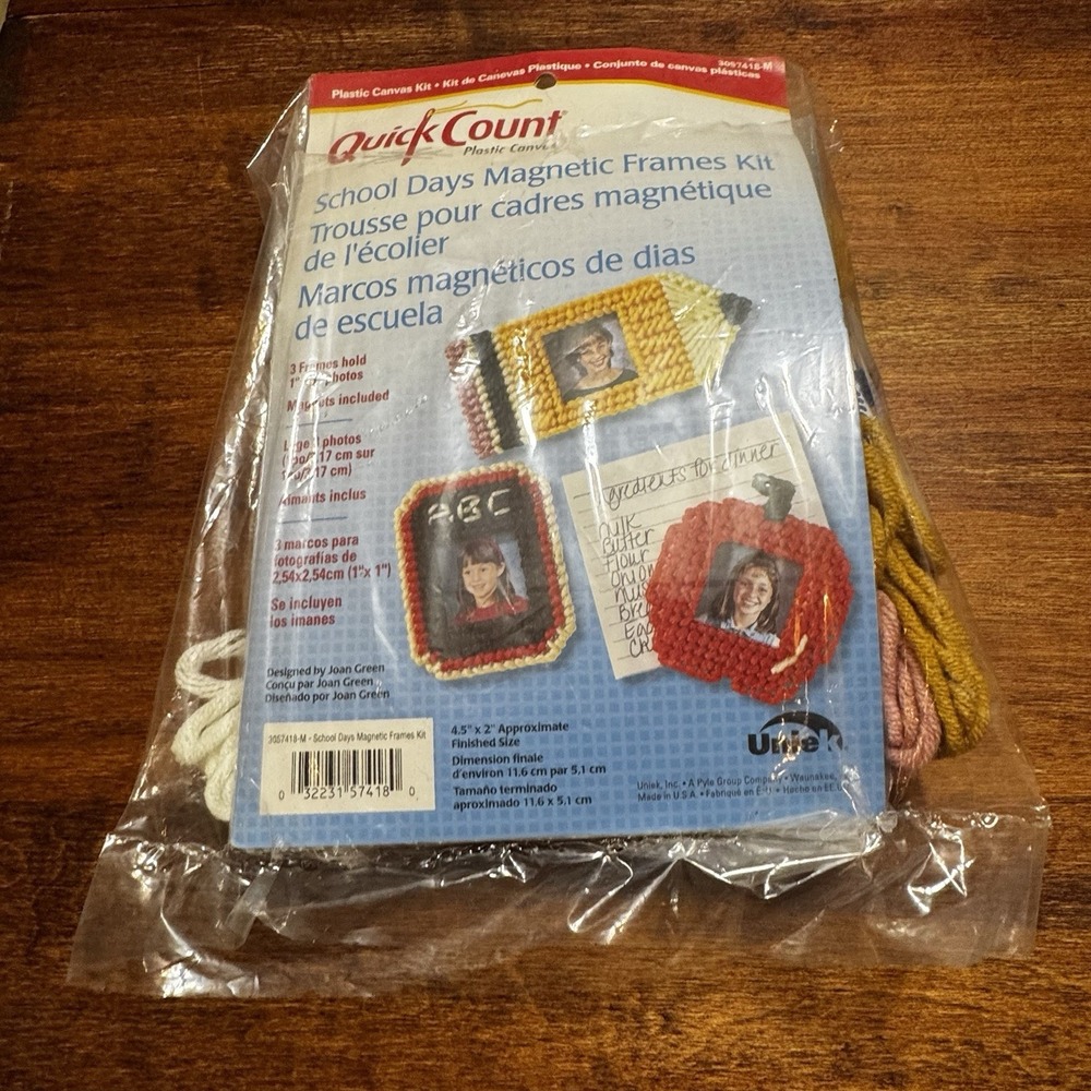 Quick Count Plastic Canvas: School Days Magnetic 3 Frame Kit sealed